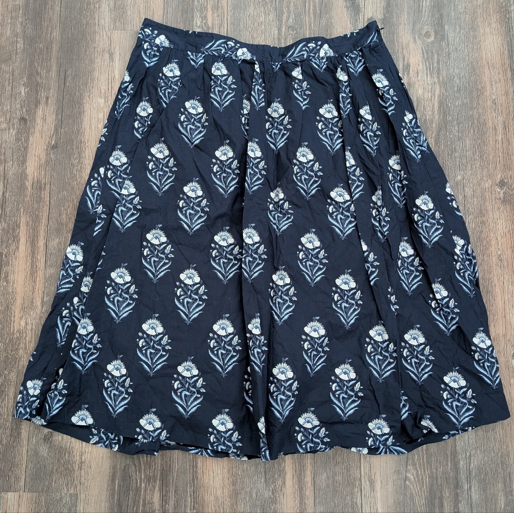 Loft 14 Midi Blue Navy Floral 100% Cotton Skirt